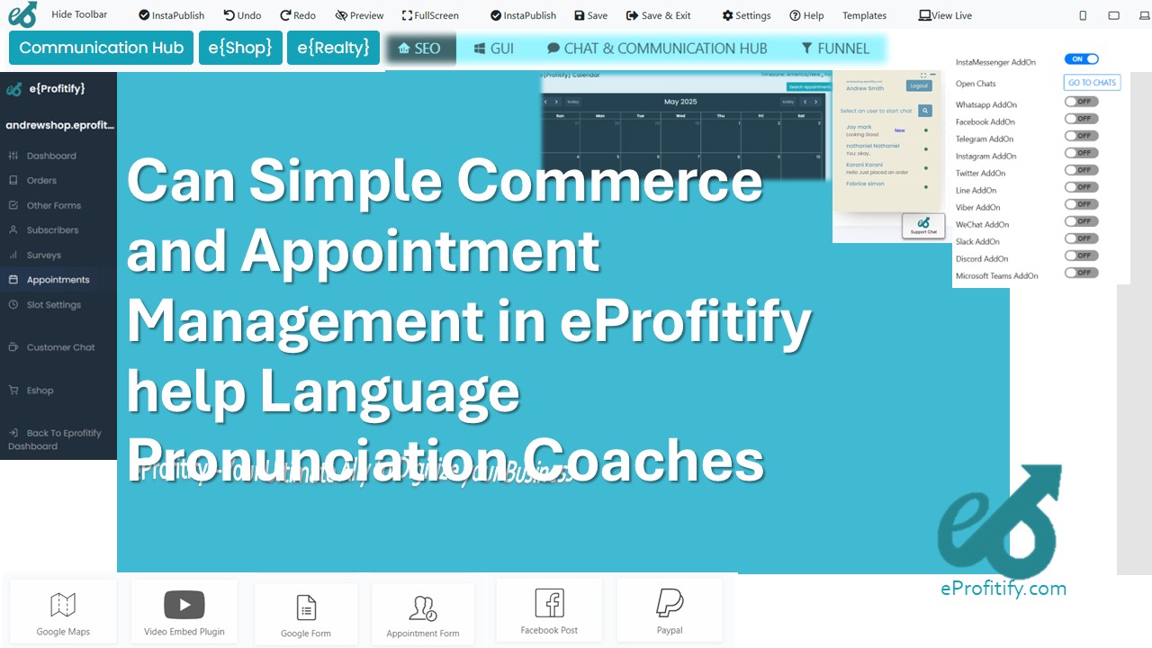 Can Simple Commerce and Appointment Management in eProfitify help Language Pronunciation Coaches
